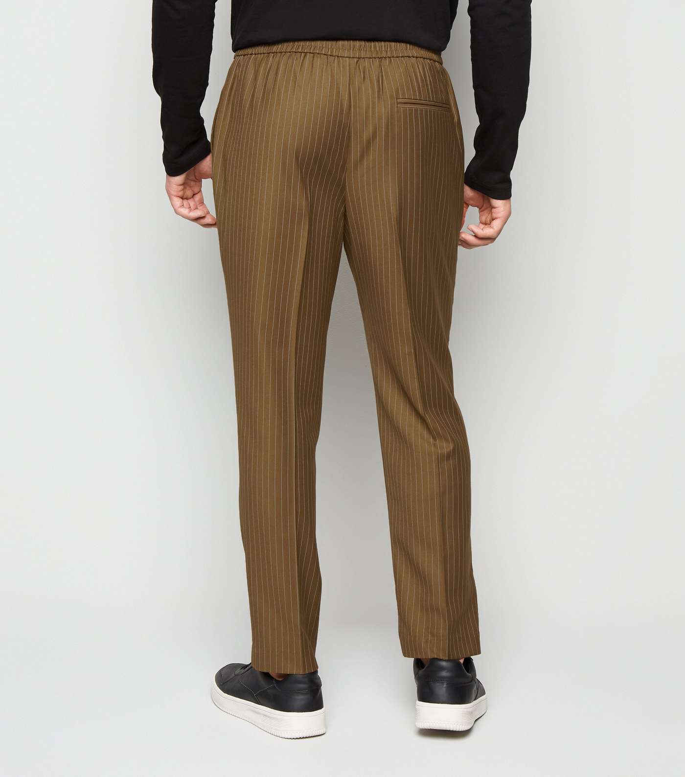 Stone Pinstripe Pull On Trousers Image 3