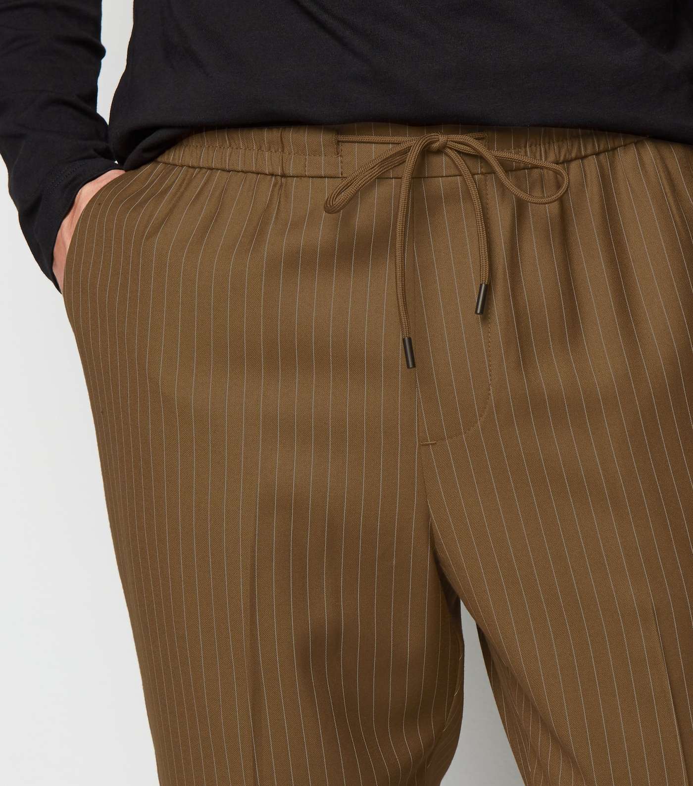 Stone Pinstripe Pull On Trousers Image 5