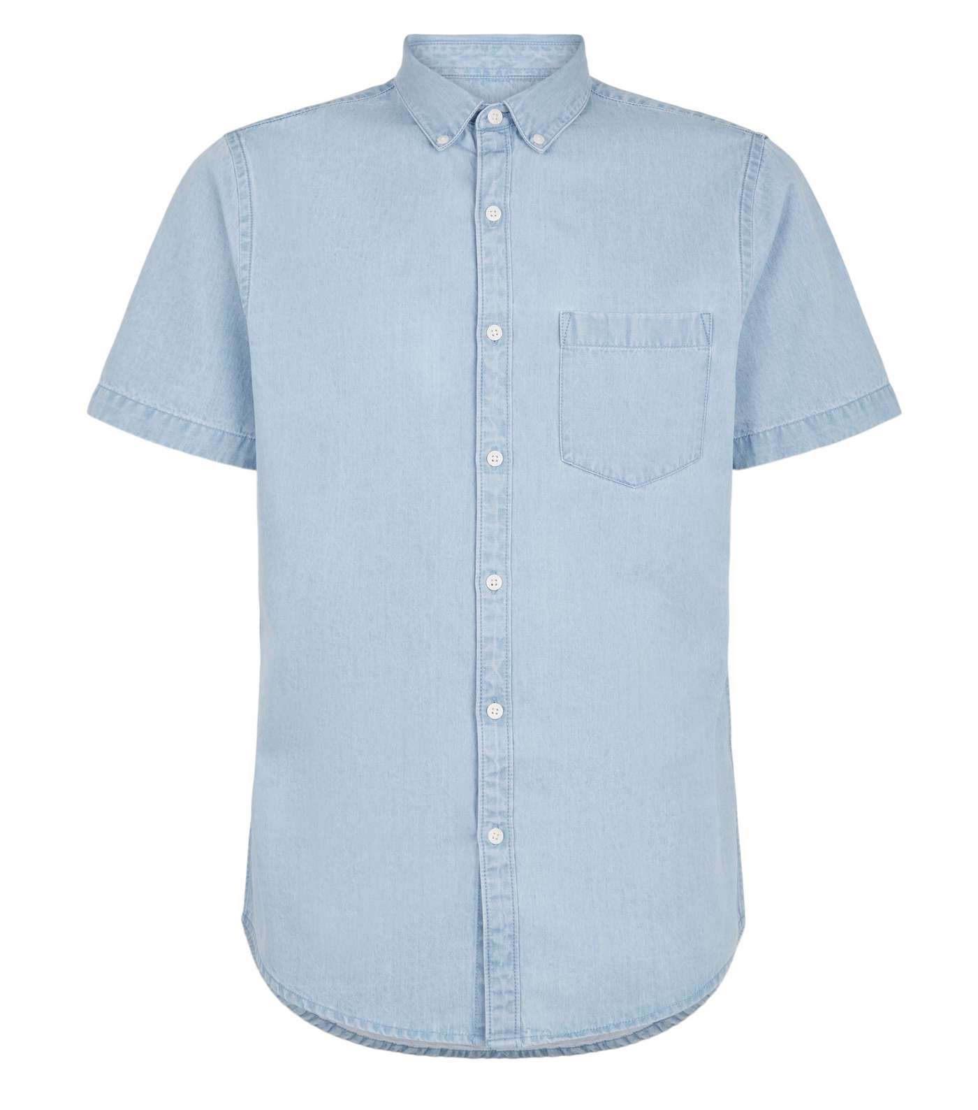 Pale Blue Short Sleeve Denim Shirt Image 4