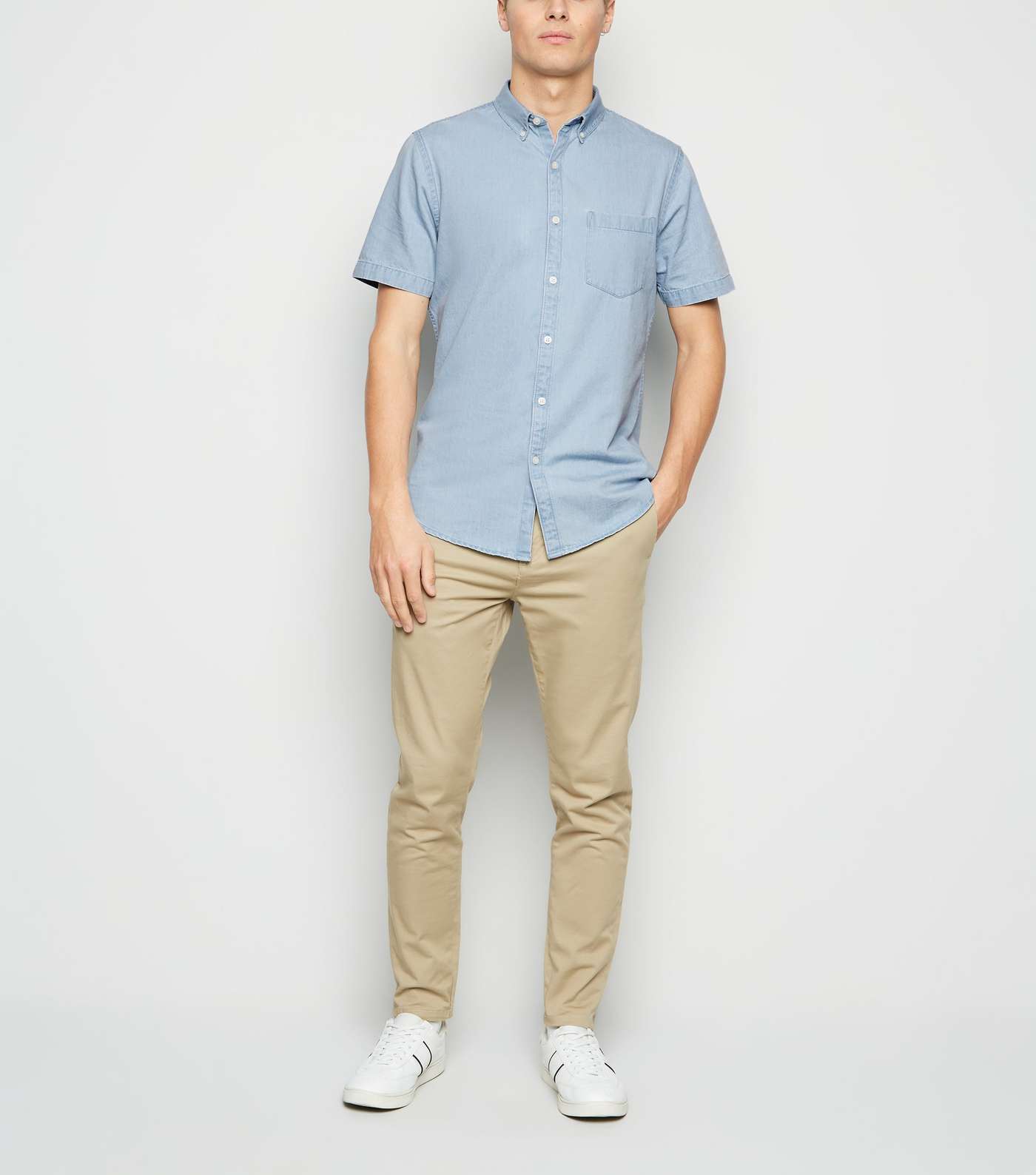 Pale Blue Short Sleeve Denim Shirt Image 2