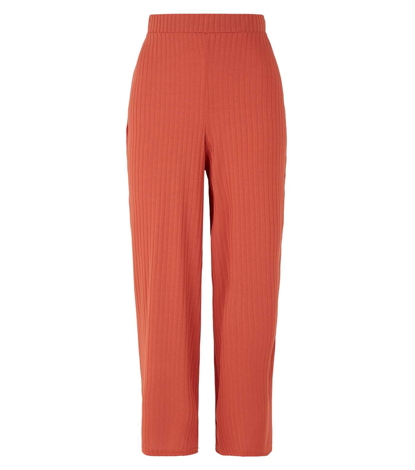 Urban Bliss Rust Ribbed Wide Leg Crop Trousers Image 4