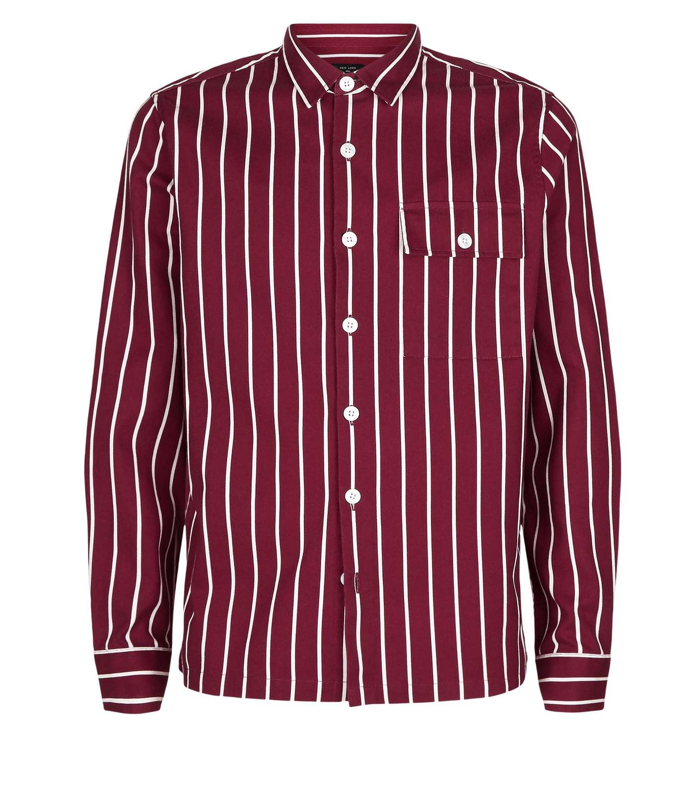Burgundy Twill Stripe Long Sleeve Shirt Image 4