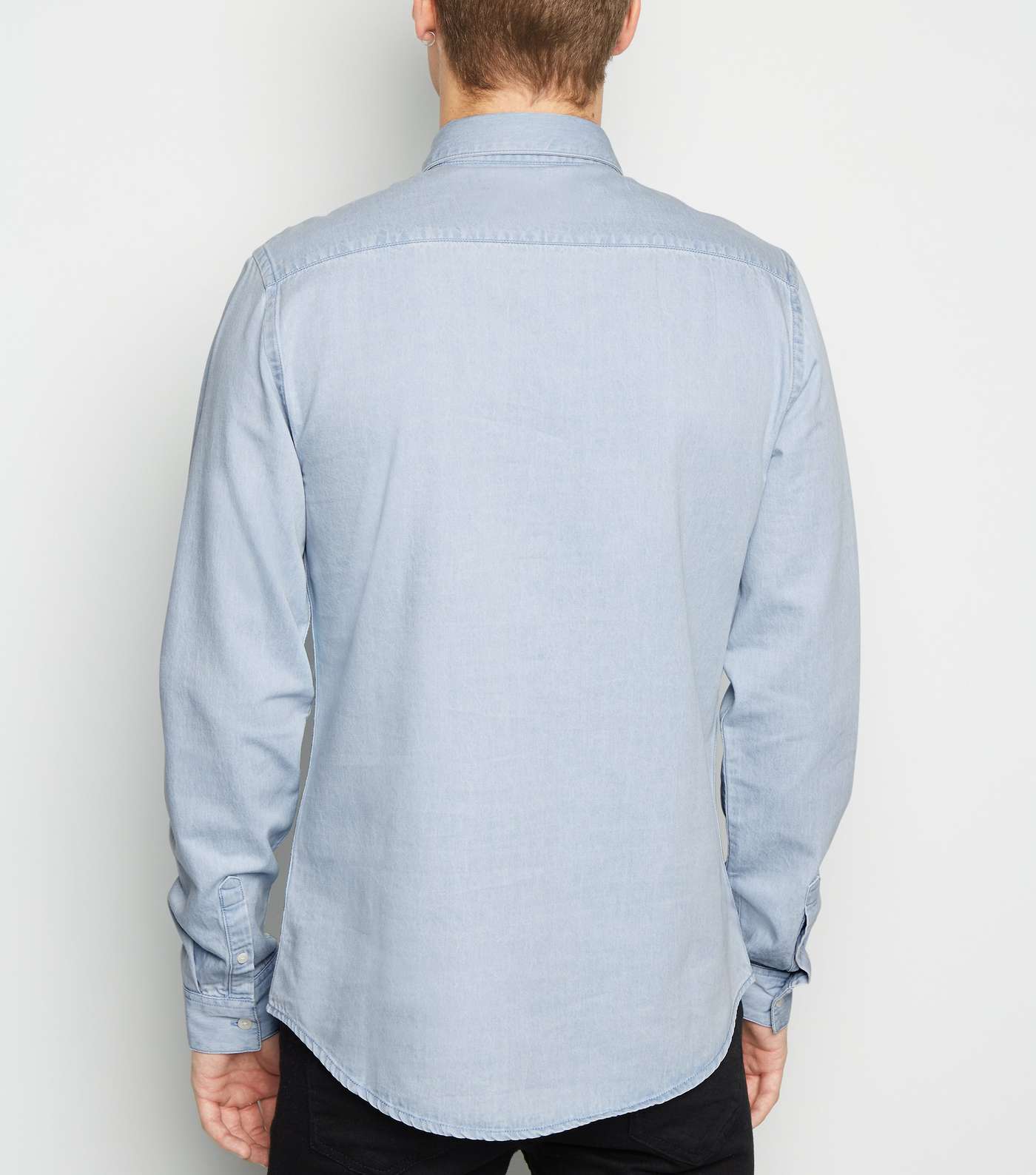 Pale Blue Long Sleeve Button Denim Shirt Image 3
