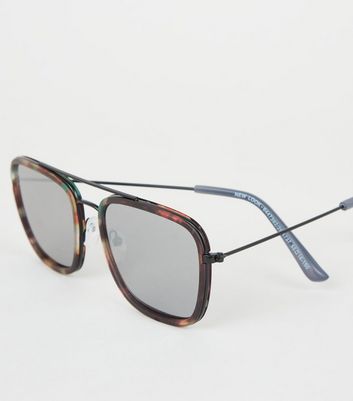 Image of Brown Camo Brow Bar Sunglasses New Look