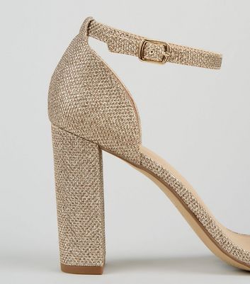 wide fit gold glitter heels