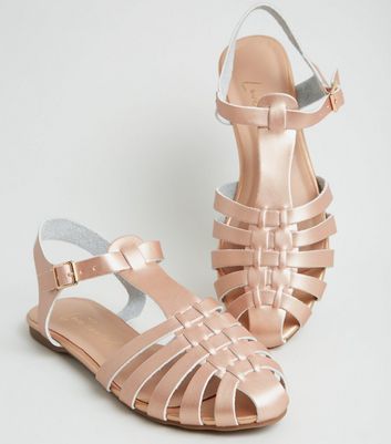 new look rose gold flat sandals