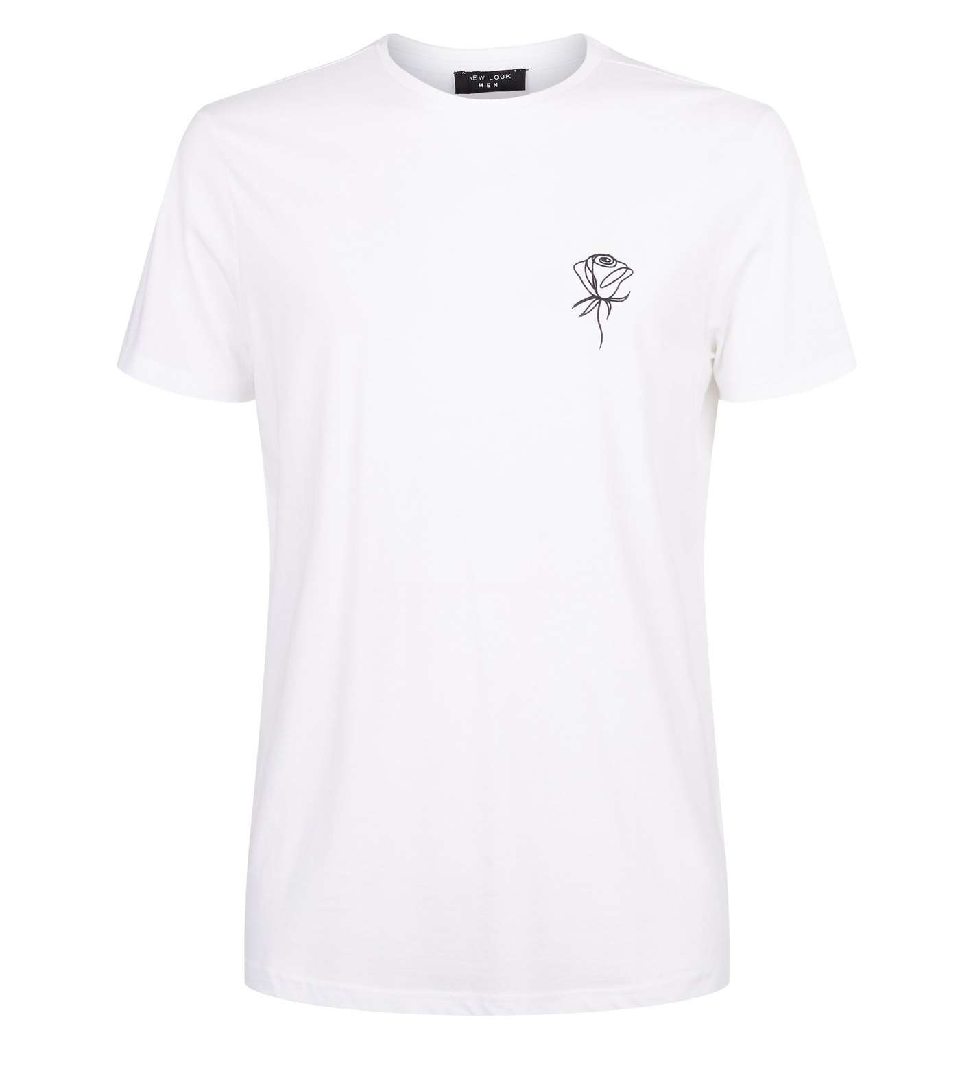 White Rose Motif T-Shirt Image 4