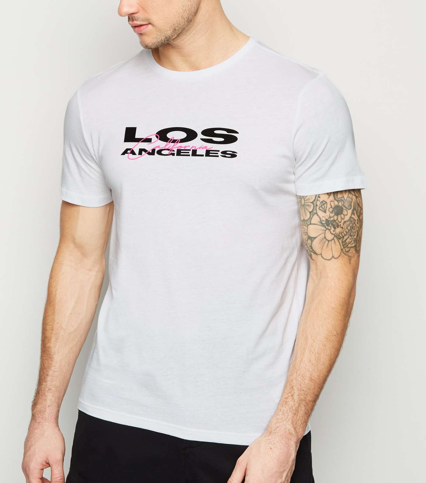 White Long Angeles Slogan T-Shirt
