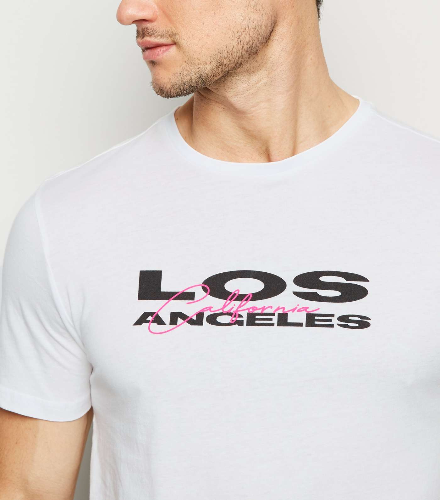 White Long Angeles Slogan T-Shirt Image 5