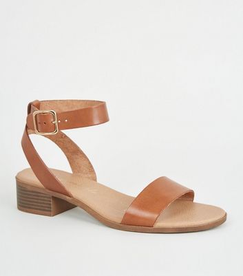 tan leather block heels