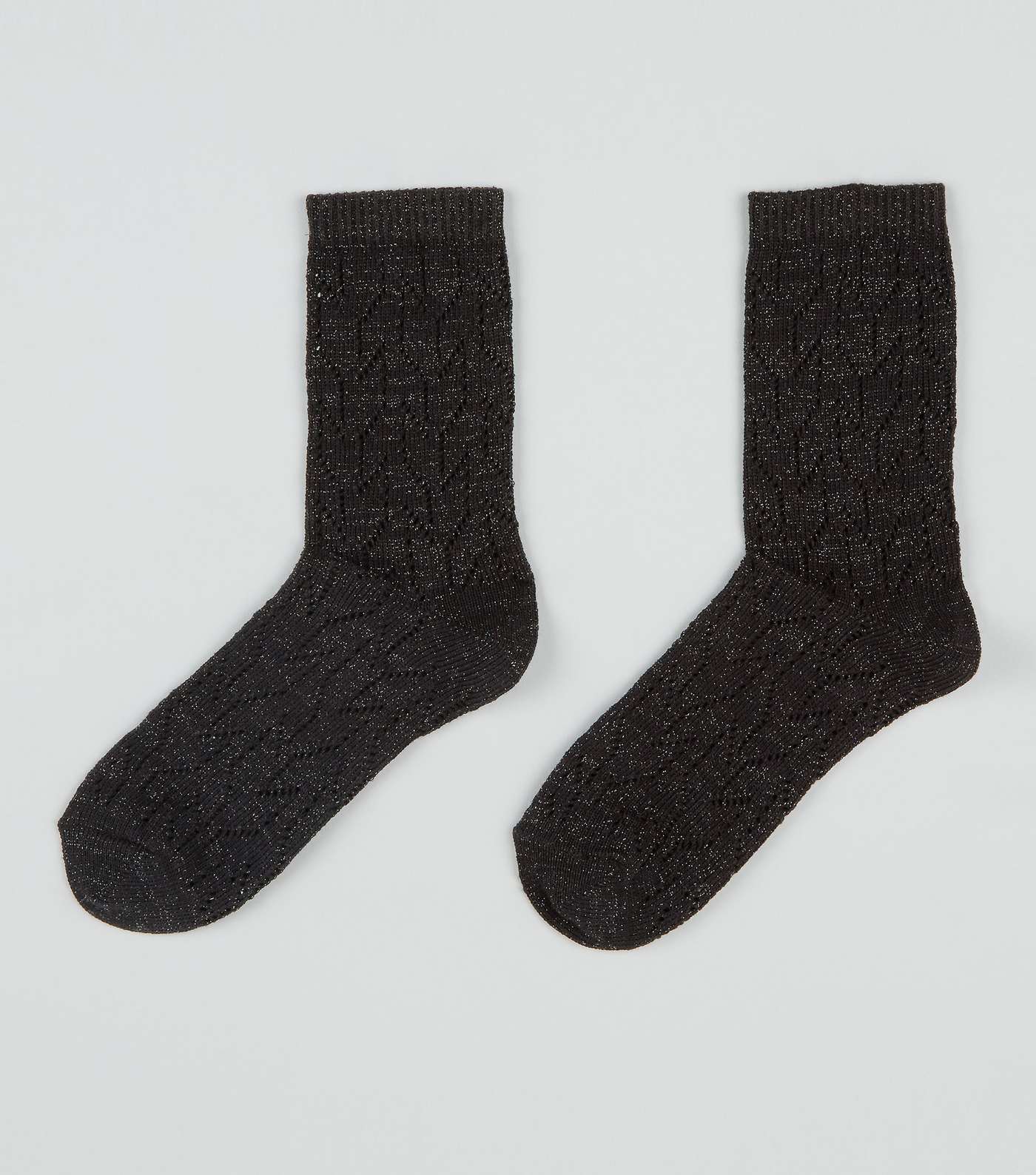 Black Glitter Pointelle Socks