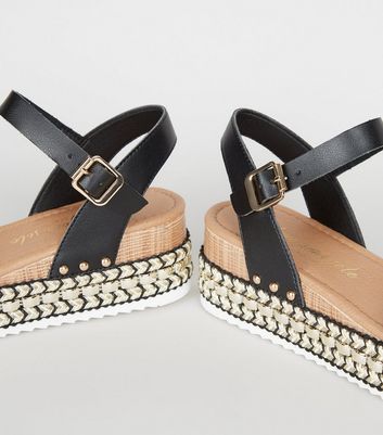 new look black flatforms