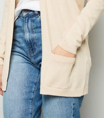 Image of Cream Double Pocket Fine Knit Cardigan New Look
