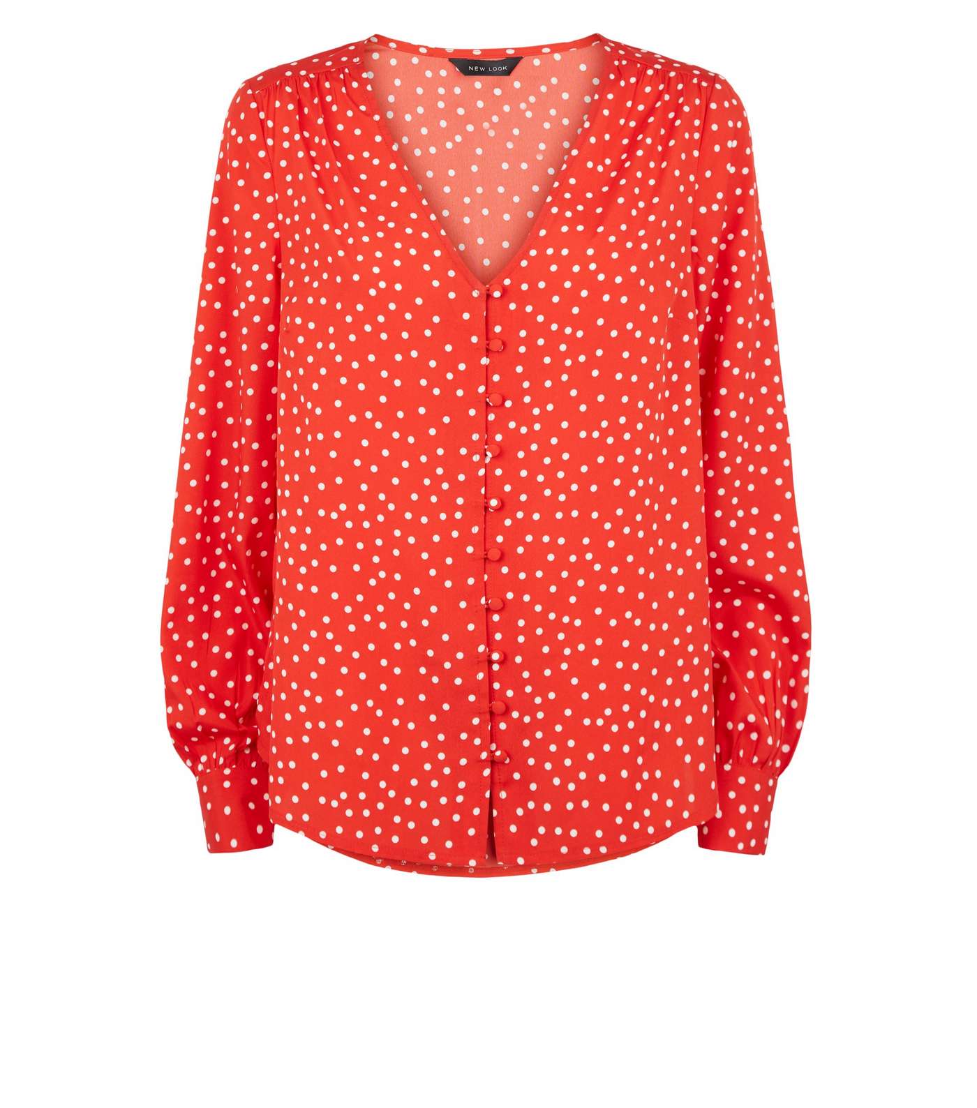 Red Spot Button Front Blouse  Image 4