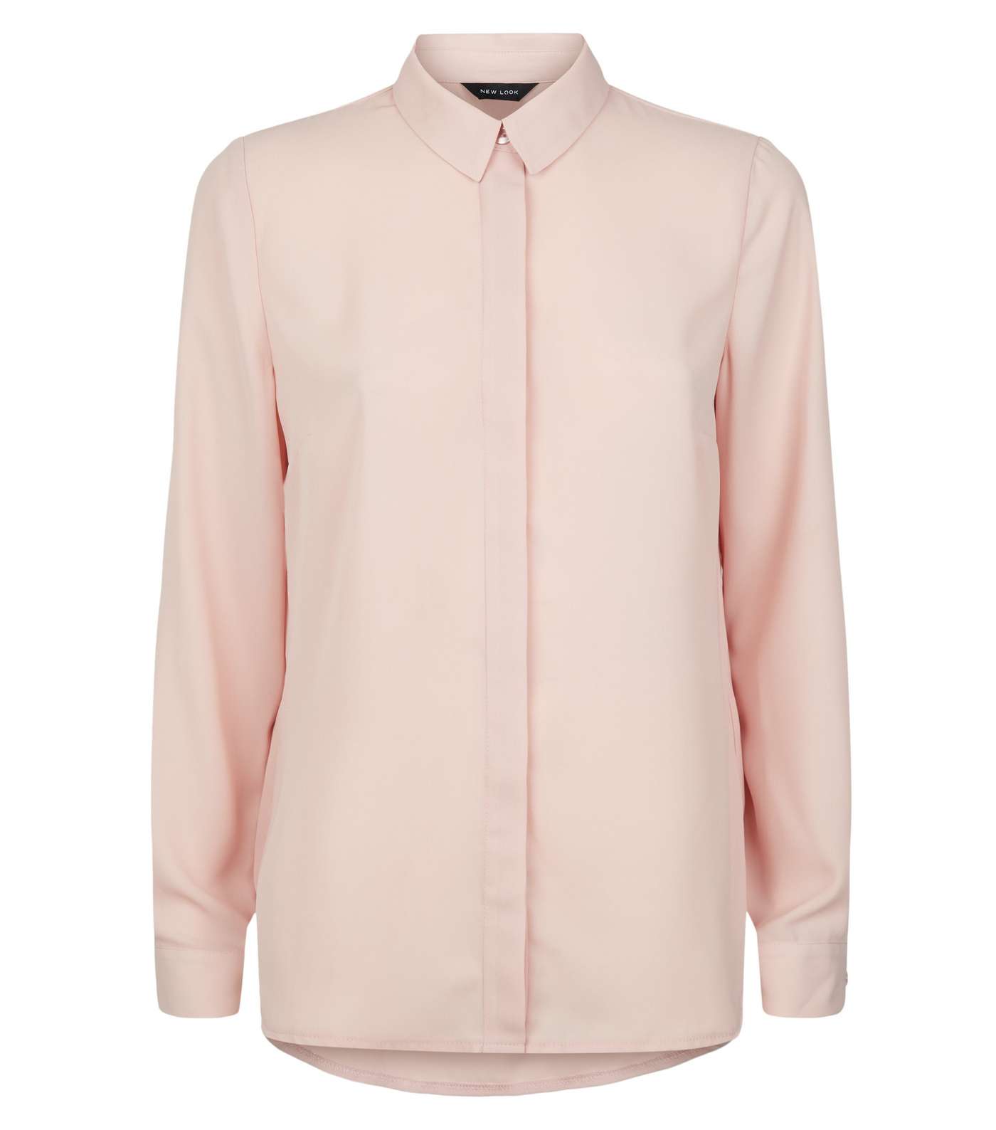 Pale Pink Chiffon Collared Long Sleeve Shirt Image 4