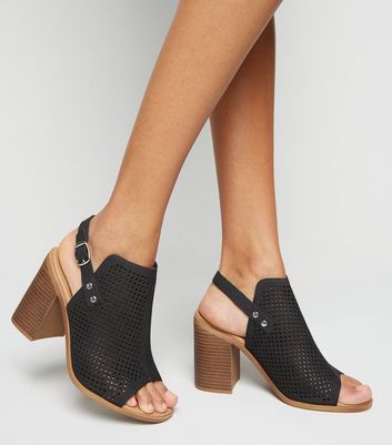 black laser cut heels