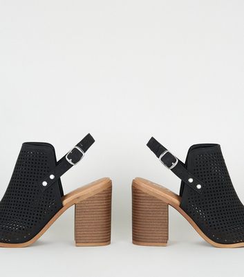 black laser cut heels