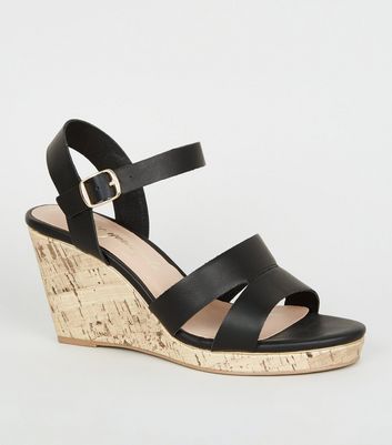 Black wedge shoes store wide fit