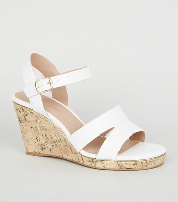 White best sale leather wedges