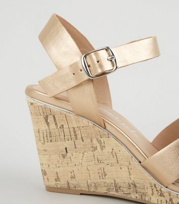 Rose gold cork on sale wedges