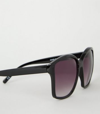 Image of Black Large Rectangle Sunglasses New Look