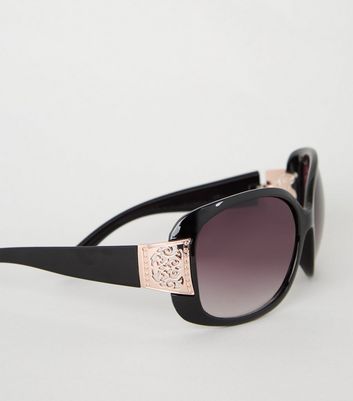 Image of Black Filigree Trim Sunglasses New Look