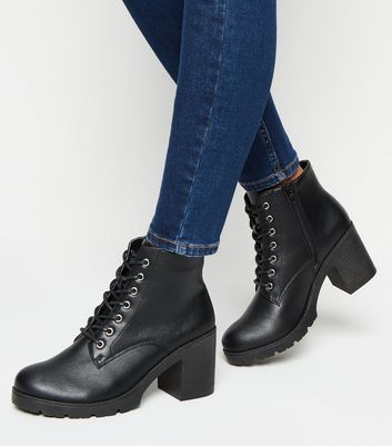 Lace up sale leather heeled boots