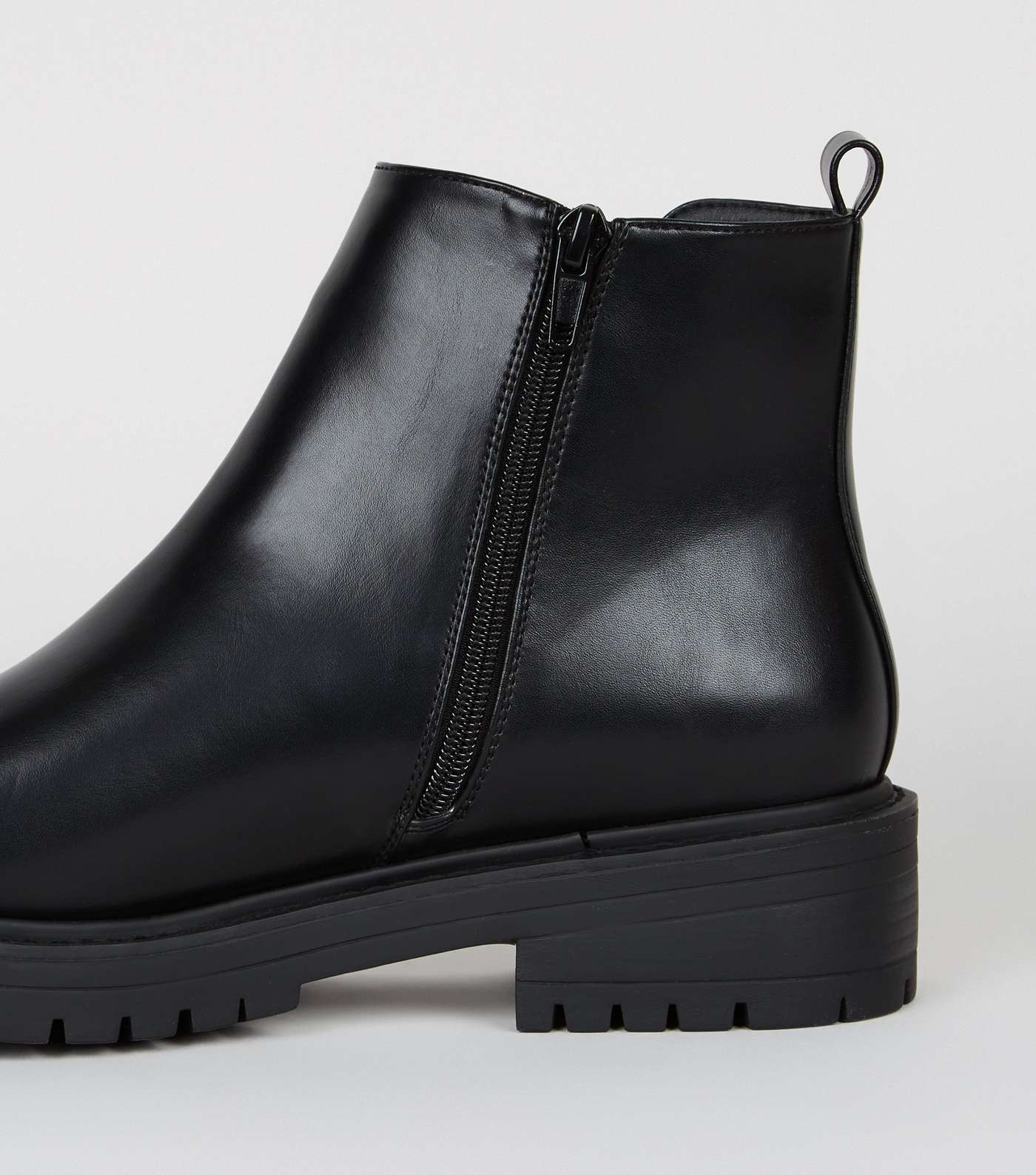 Black Leather-Look Chunky Chelsea Boots Image 4