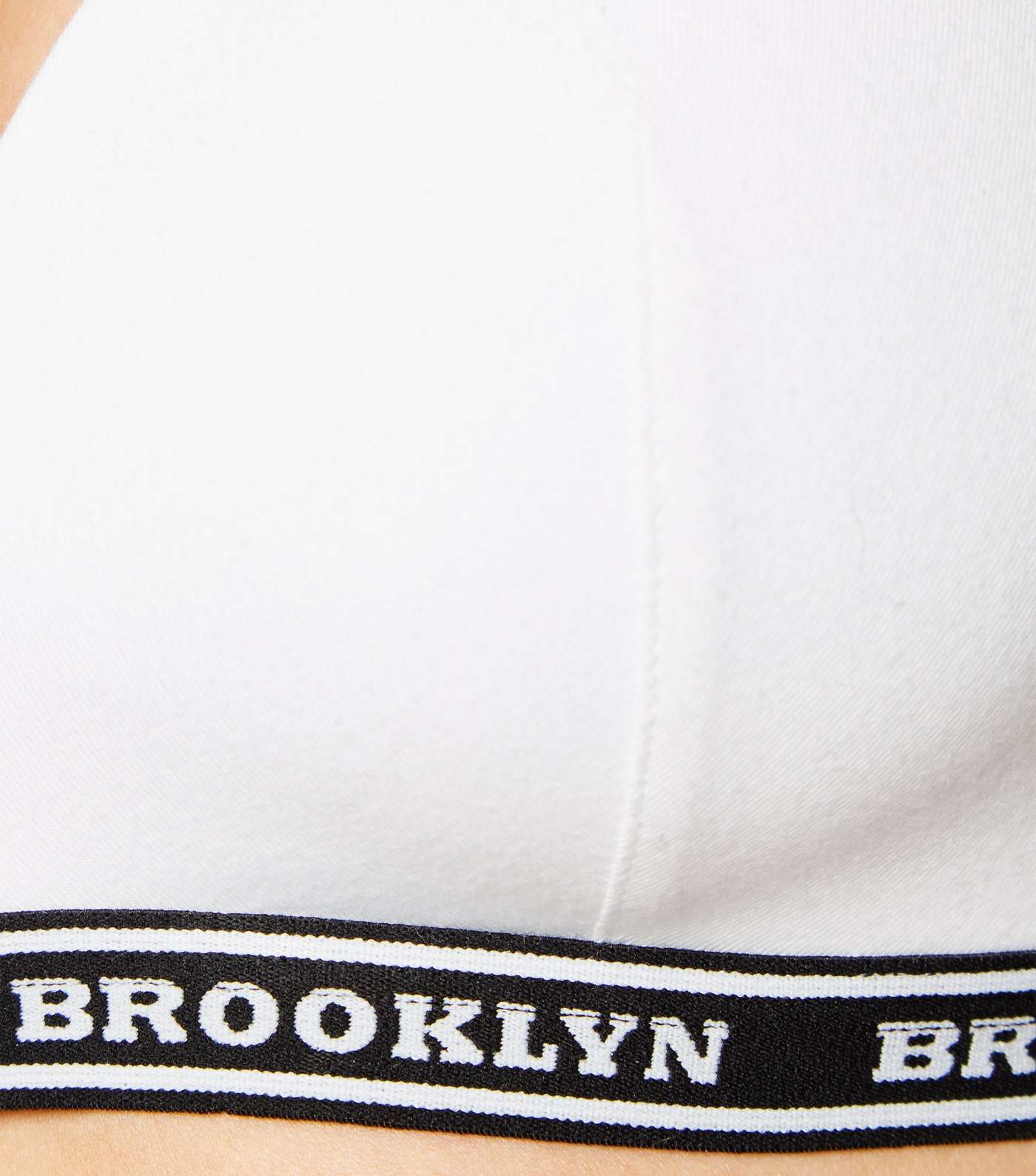 White Brooklyn Slogan Non Wired Bra Image 4