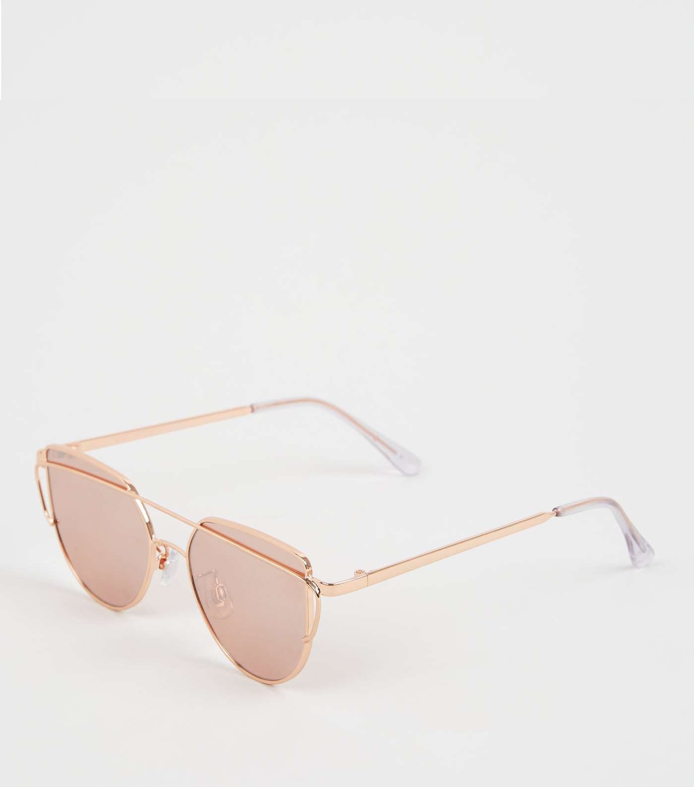 Girls Rose Gold Metal Bar Cat Eye Sunglasses