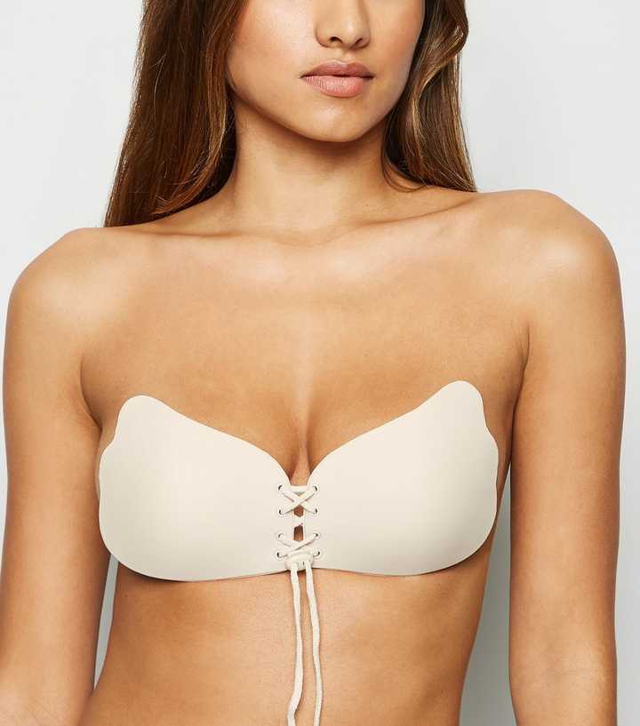 Perfection Beauty Cream D Cup Lace Up Stick On Bra