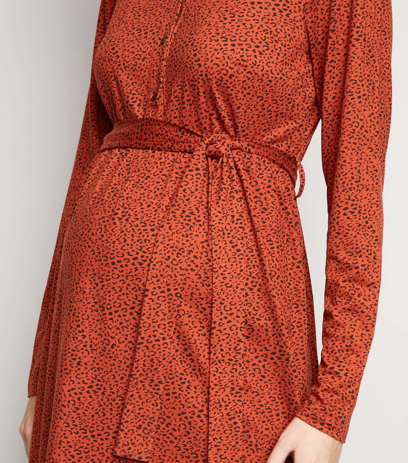 Maternity Brown Leopard Print Shirt Dress Image 5