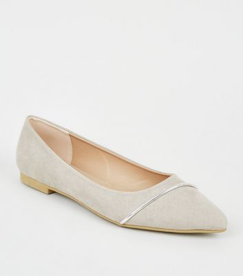 grey flat pumps