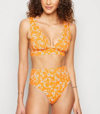 yellow floral high waisted bikini