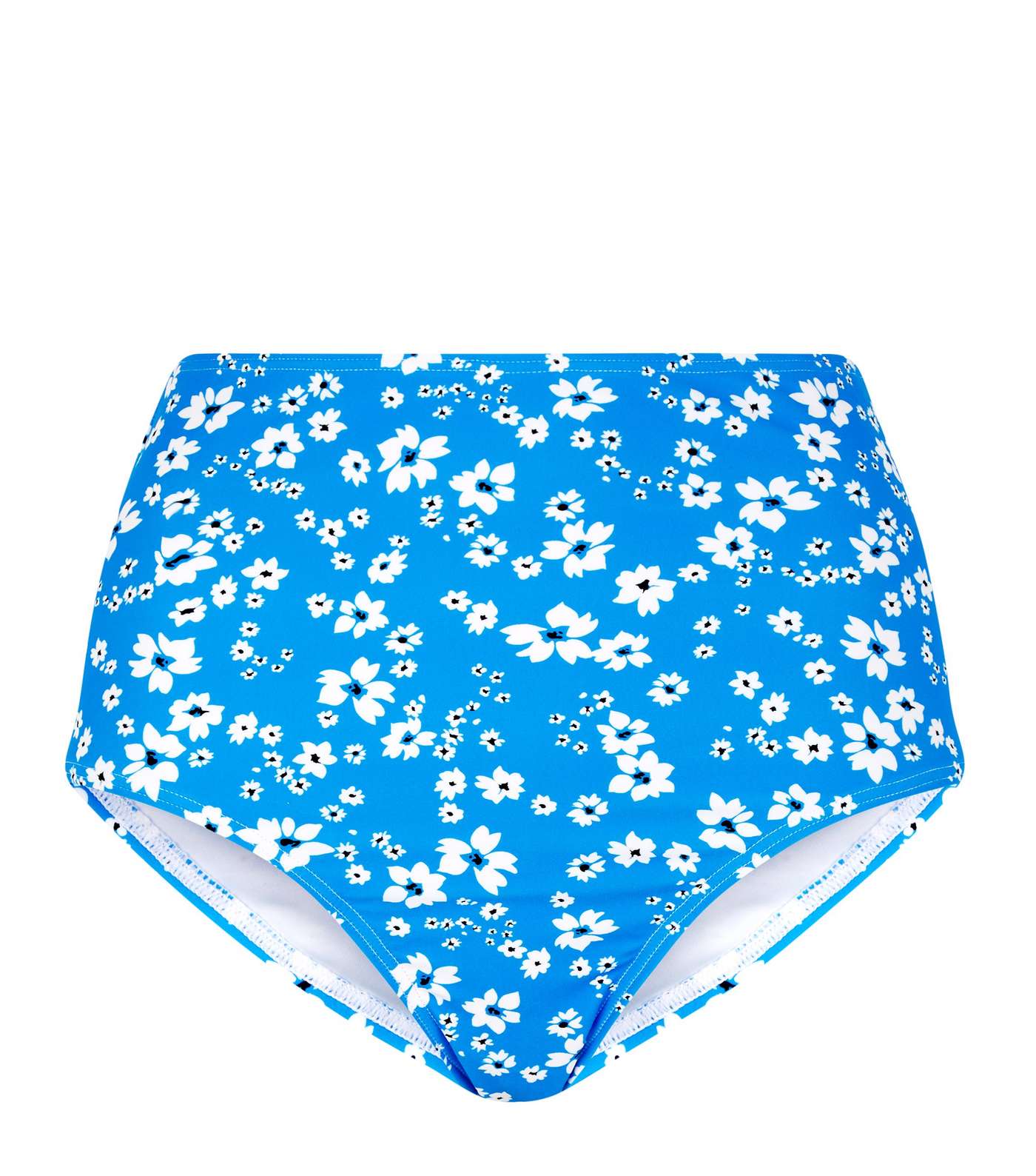 Blue Floral High Waist Bikini Bottoms Image 3