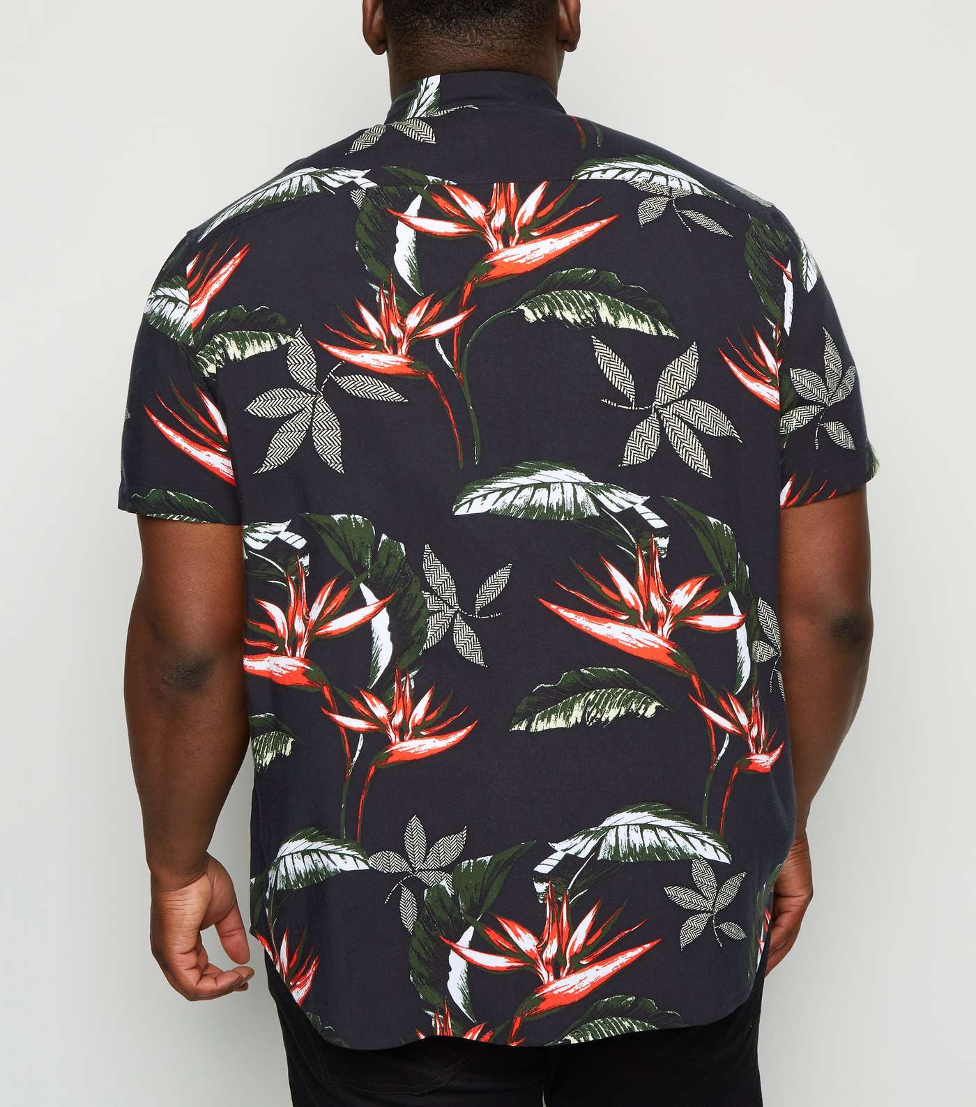 Plus Size Black Tropical Short Sleeve Shirt Image 3