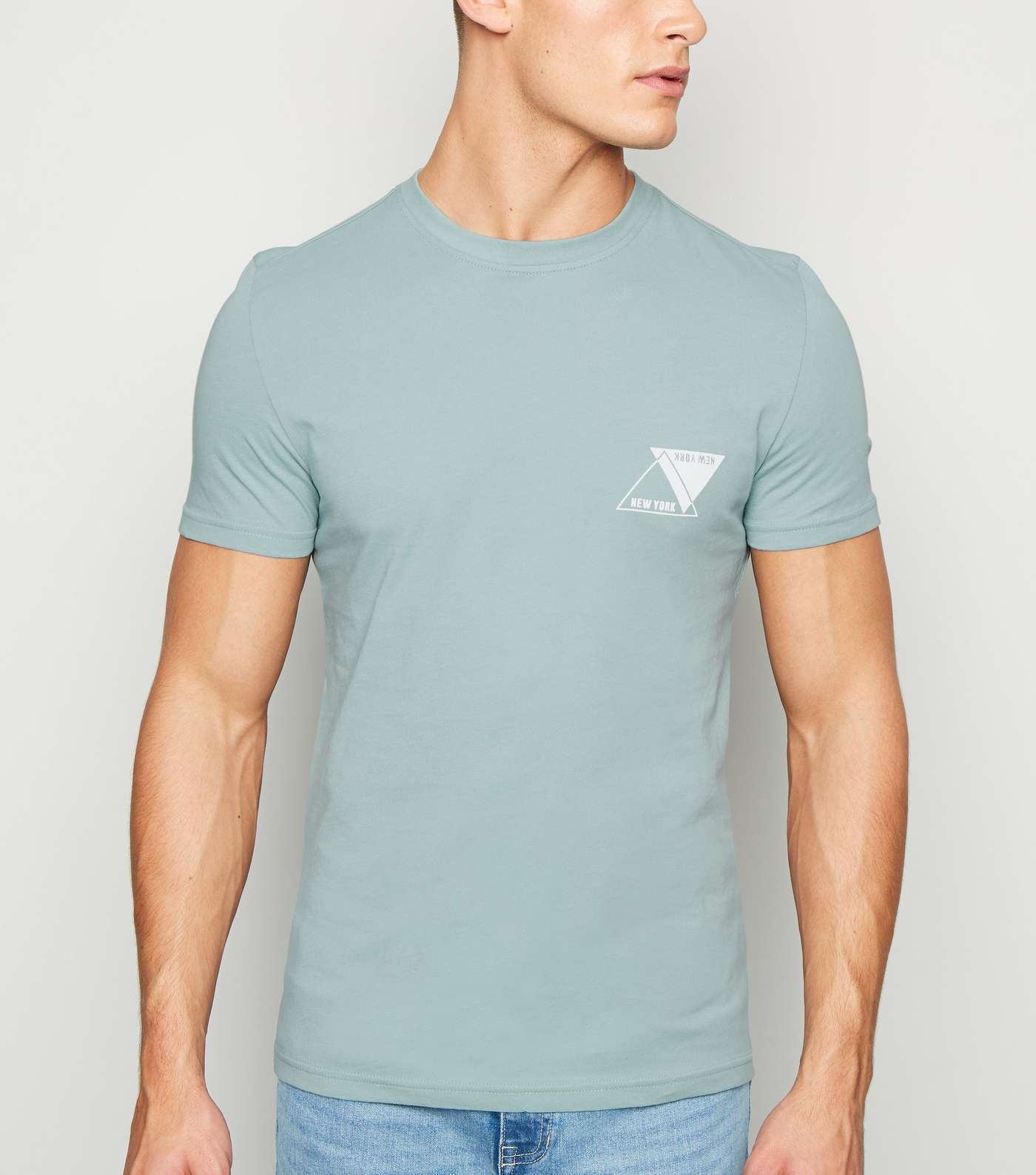 Pale Blue Triangle New York Slogan T-Shirt
