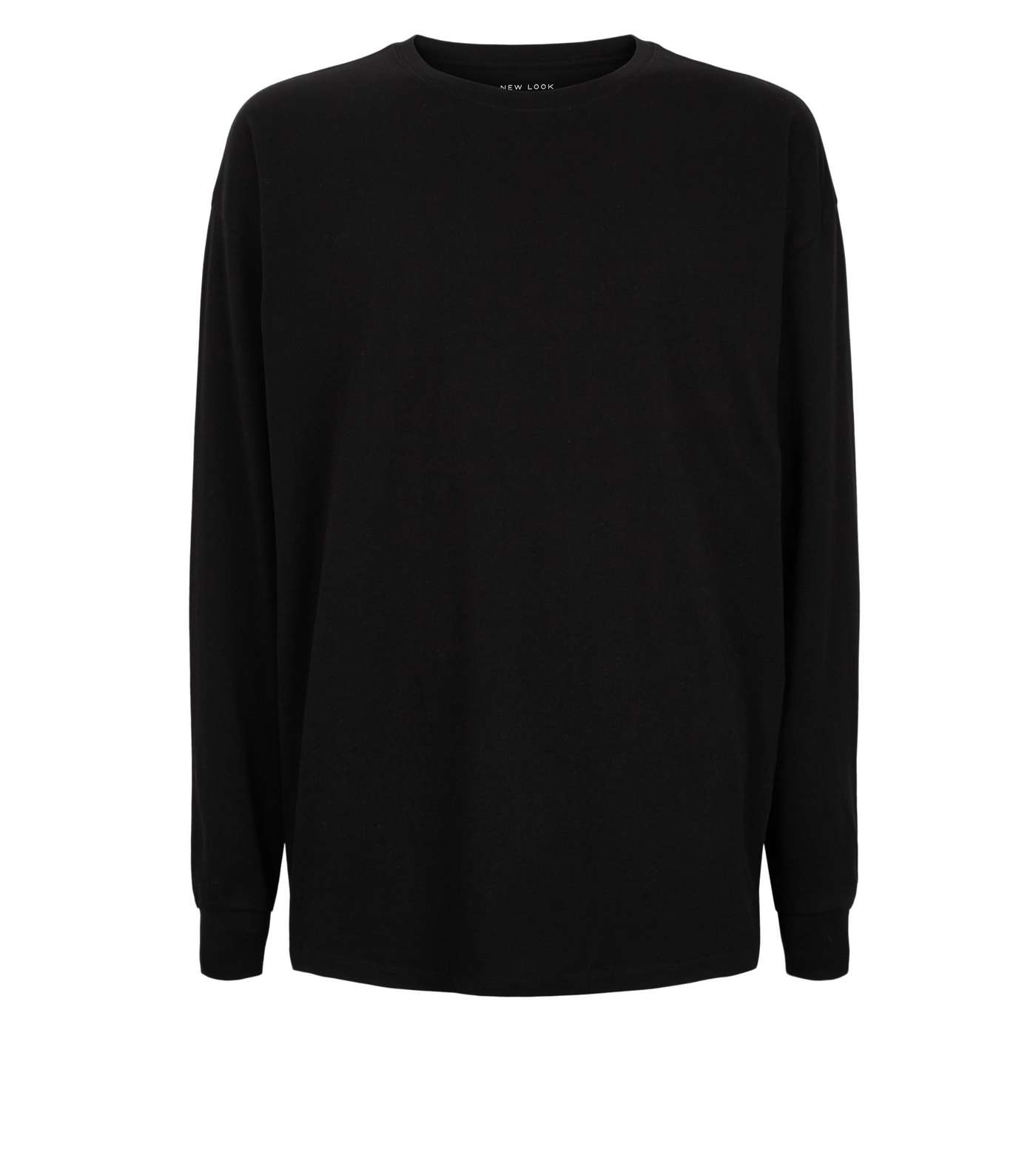 Black Plain Long Sleeve Oversized T-Shirt Image 4