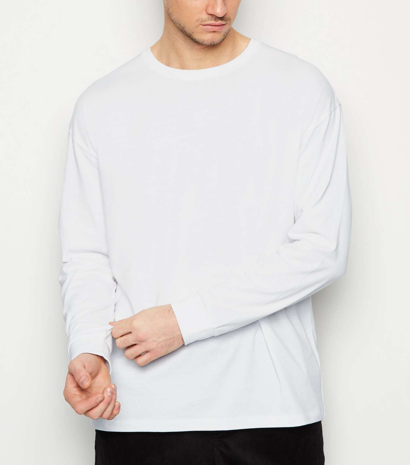 White Plain Long Sleeve Oversized T-Shirt
