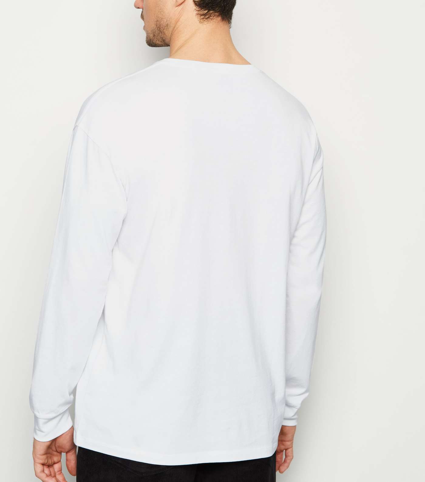 White Plain Long Sleeve Oversized T-Shirt Image 3