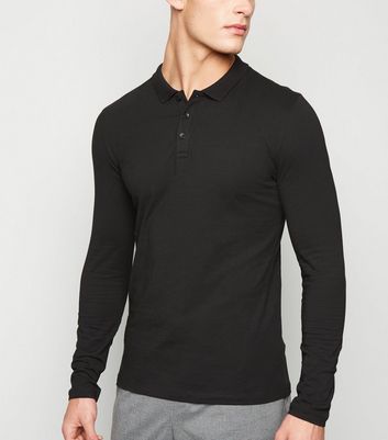 muscle fit long sleeve polo