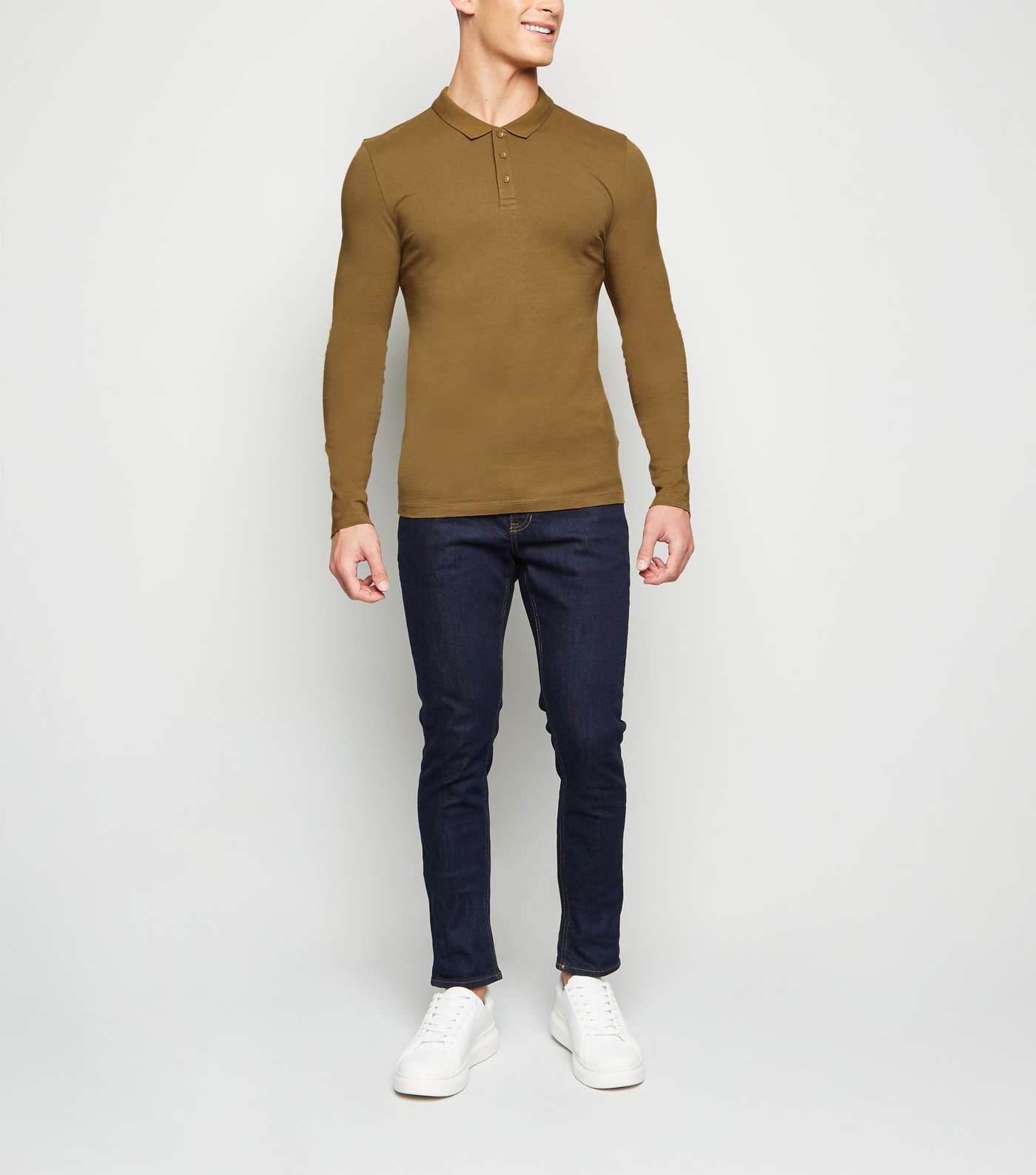 Camel Long Sleeve Muscle Fit Polo Shirt Image 2