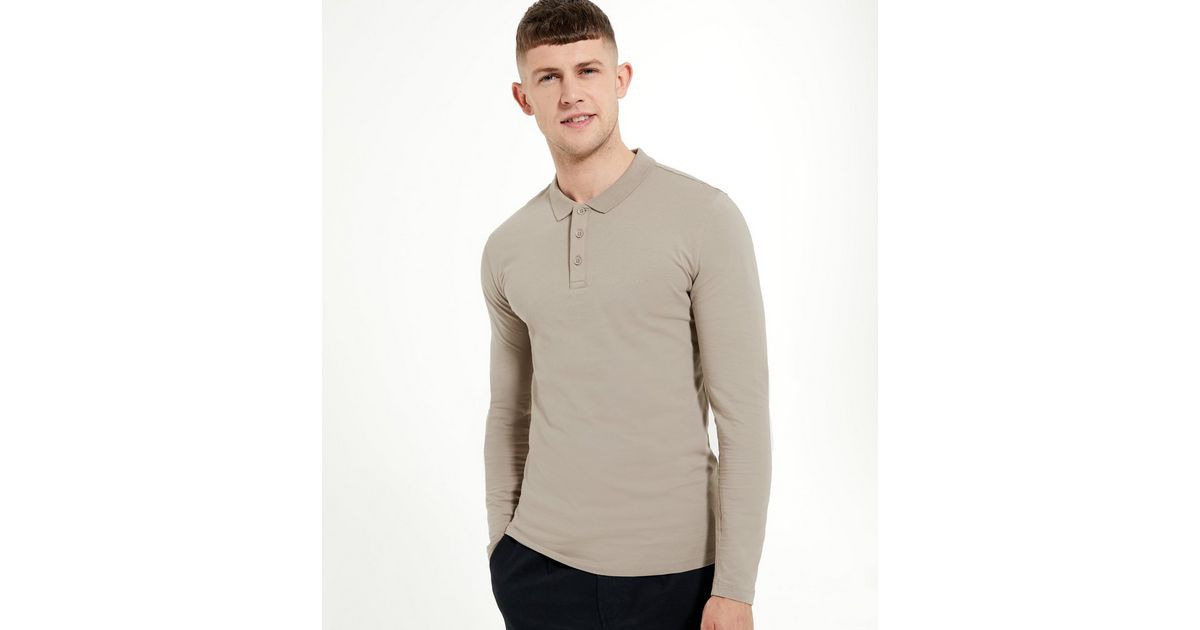 long sleeve muscle fit polo