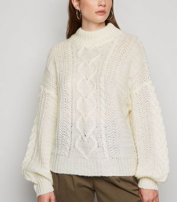 Cream cable knit jumper womens Clearance