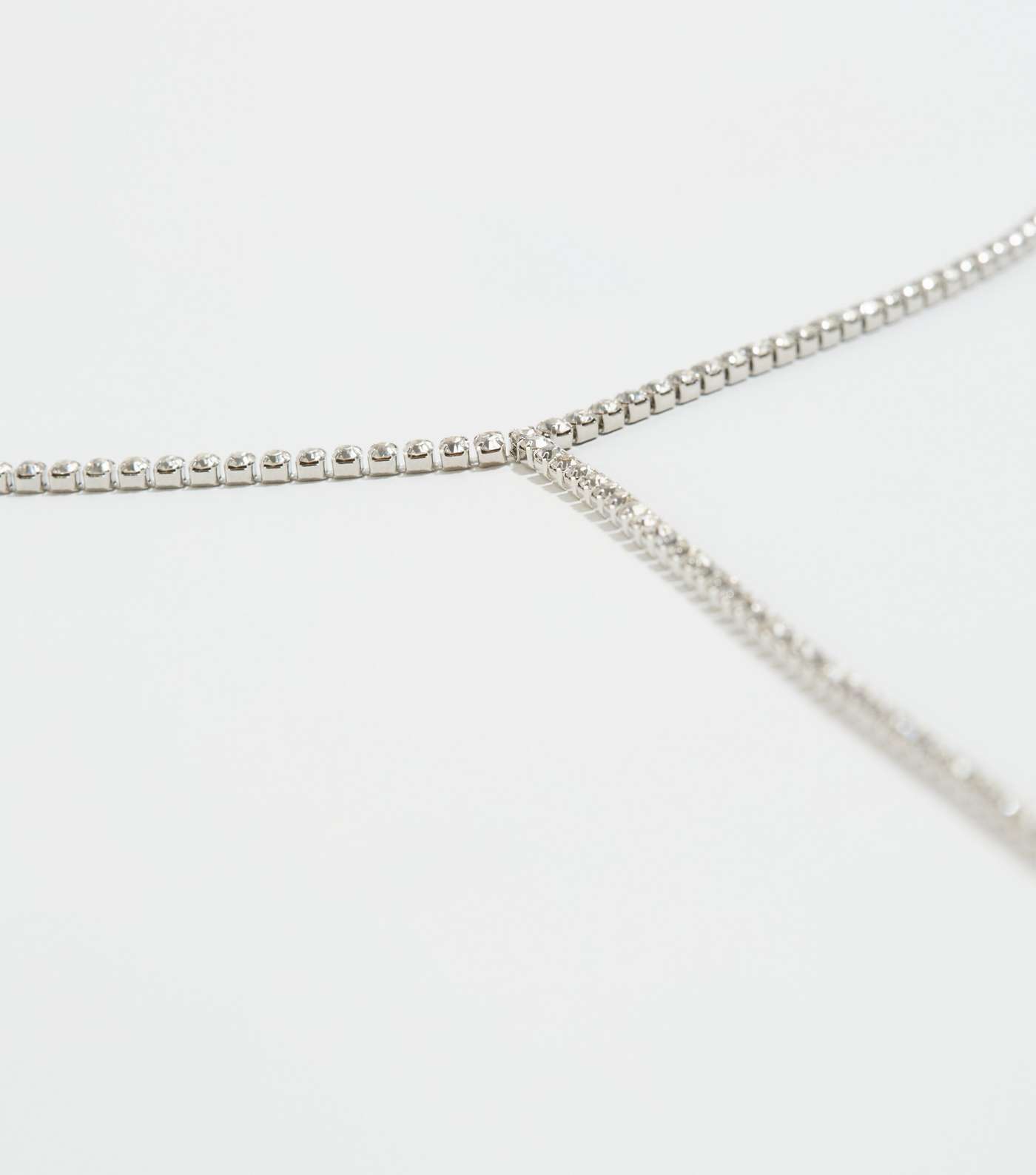 Silver Premium Diamanté Chain Necklace Image 3