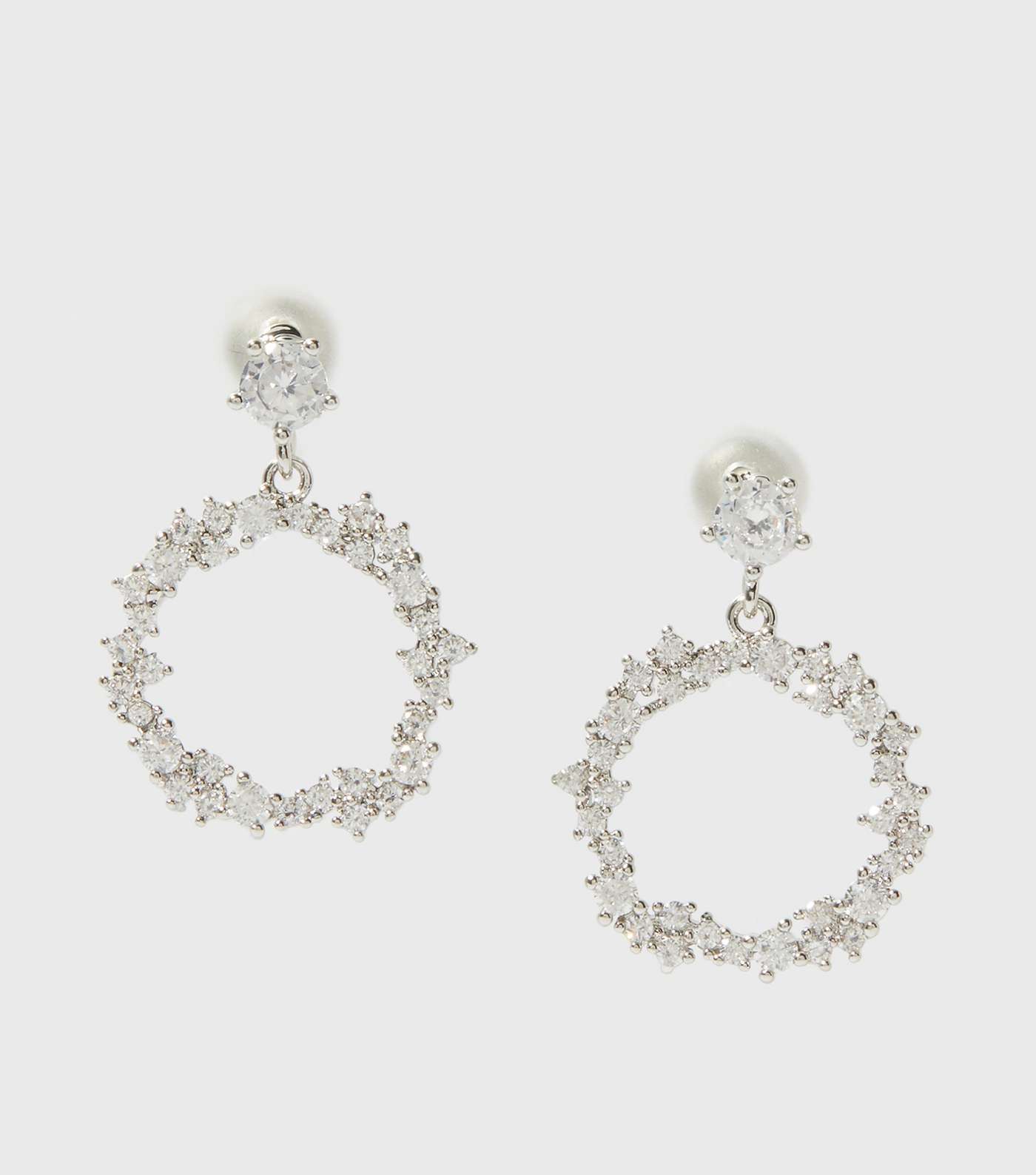 Silver Cubic Zirconia Circle Earrings Image 4