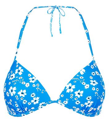 blue floral bikini top