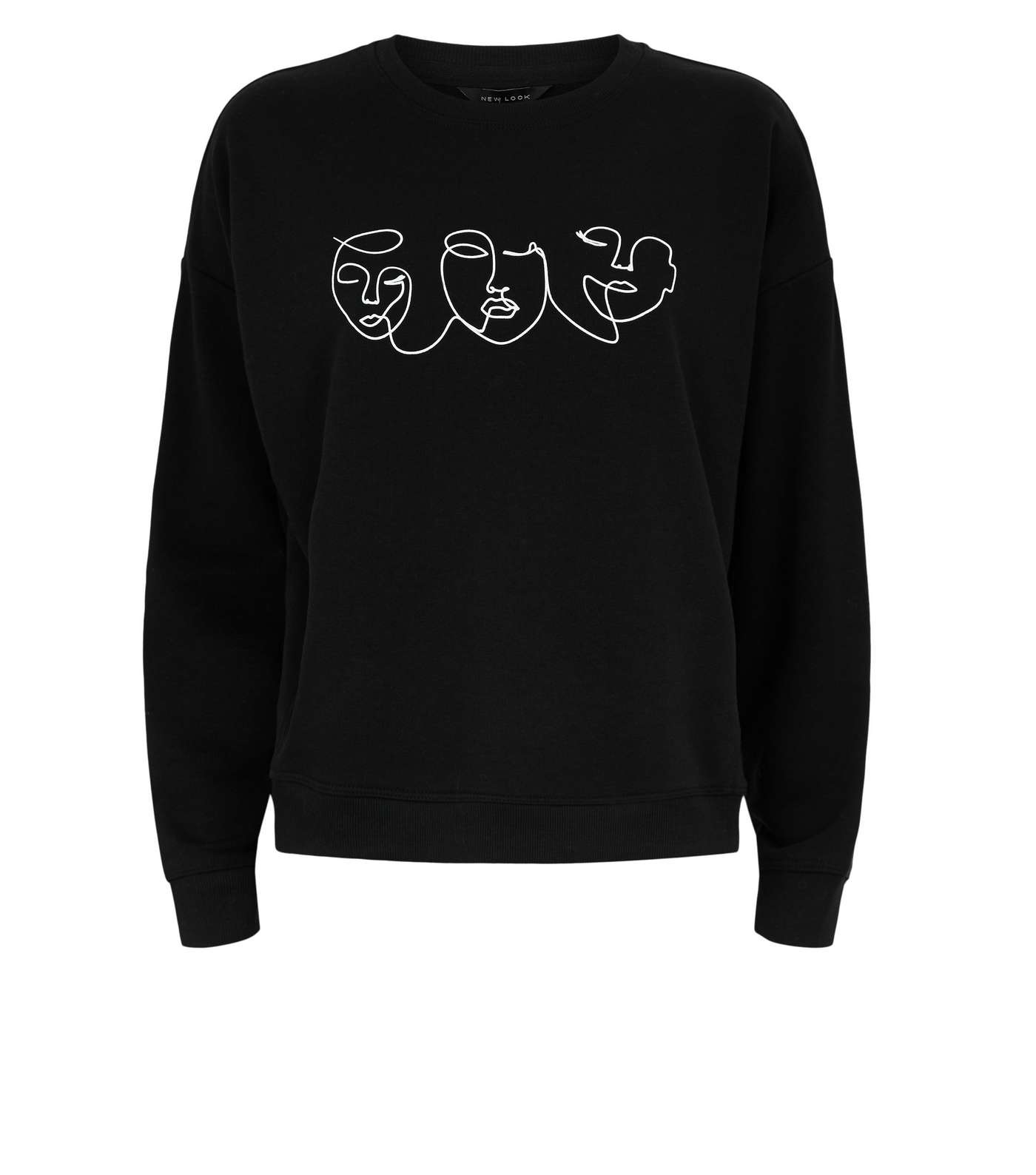 Black Scribble Face Print Sweatshirt Image 4