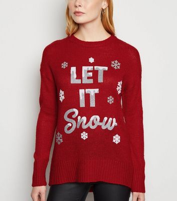 red slogan jumper