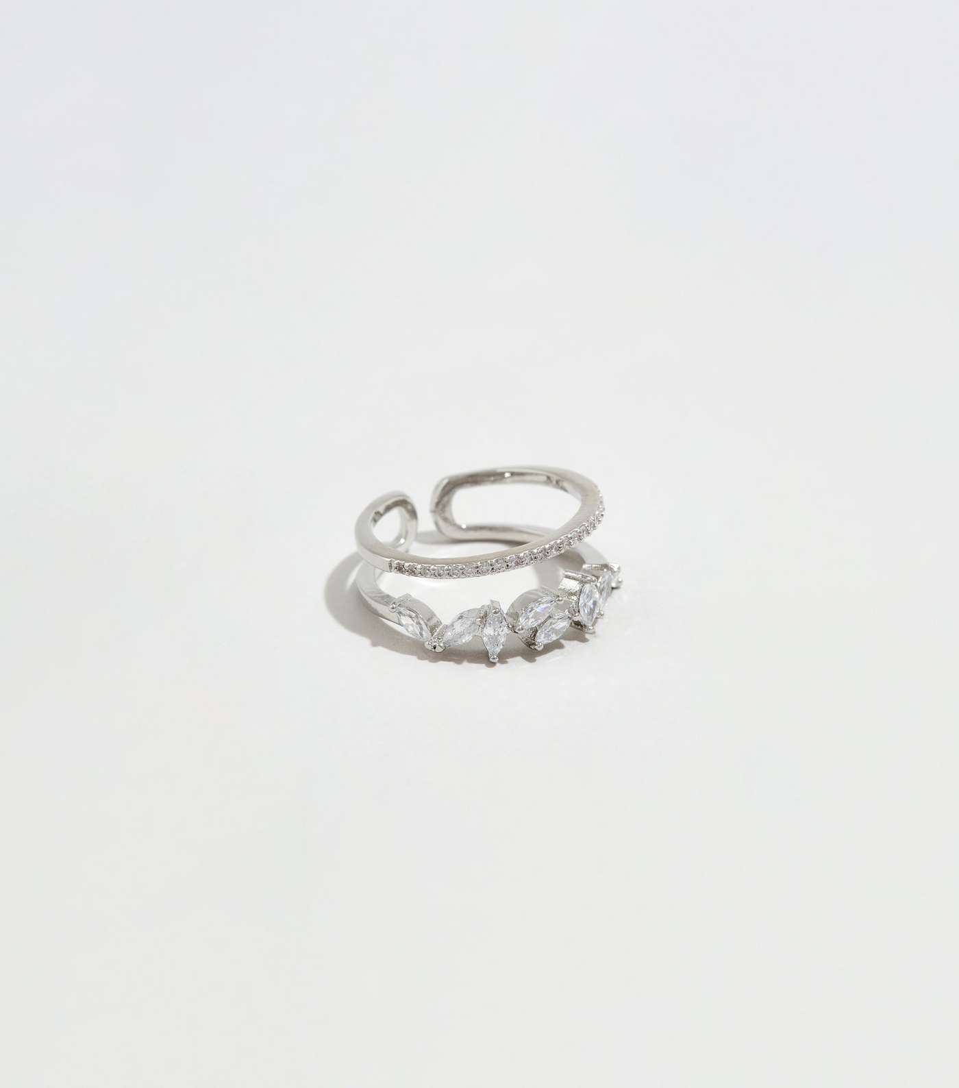 Silver Cubic Zirconia Double Row Ring